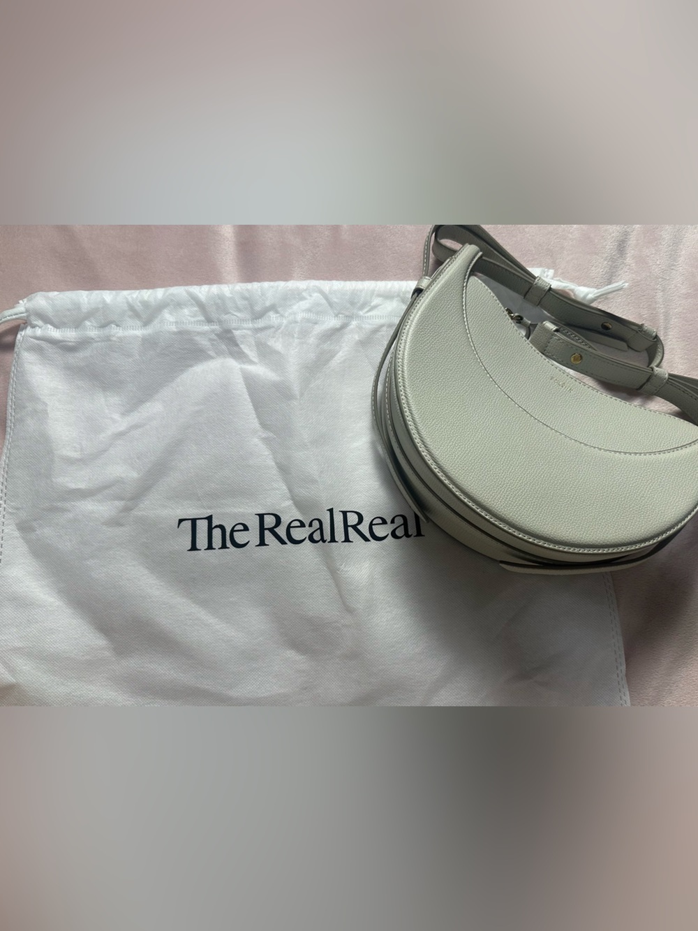 Polene White Crescent Crossbody Bag